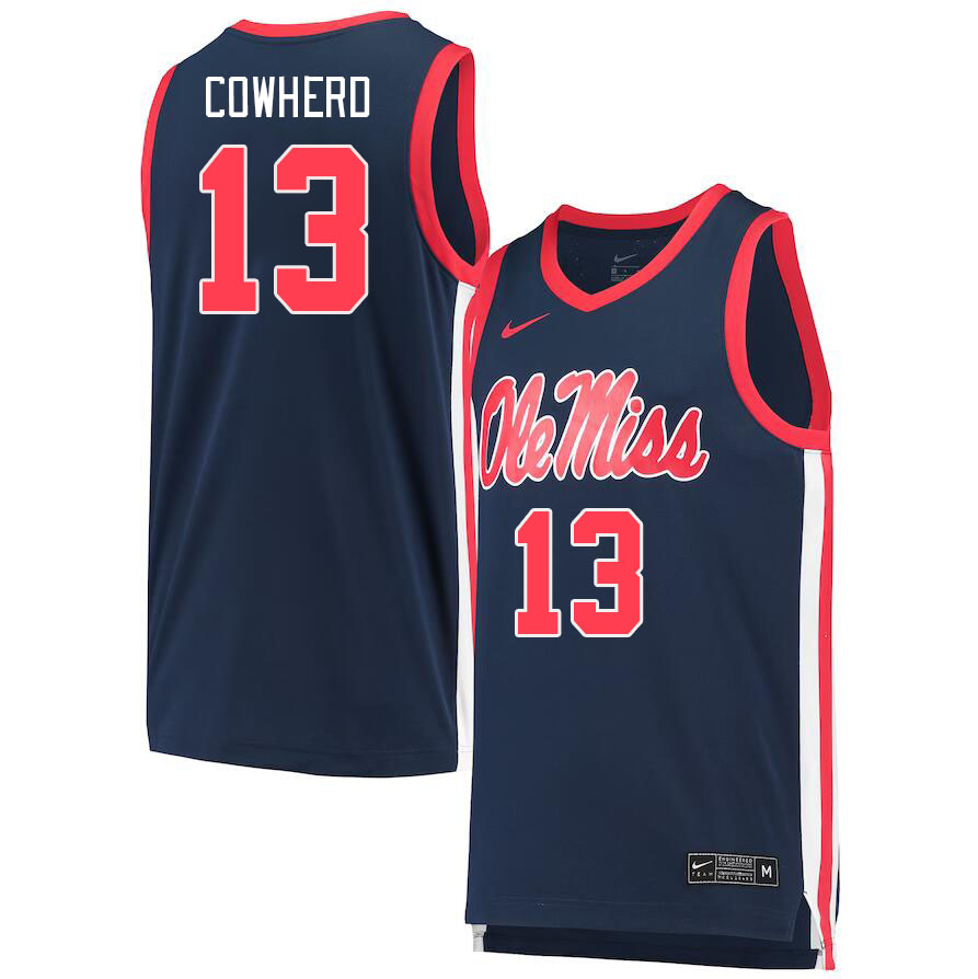 Ole Miss Rebels #13 Robert Cowherd College Basketball Jerseys Stitched Sale-Navy